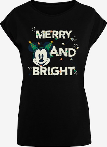 ABSOLUTE CULT Shirt 'Mickey Mouse - Merry And Bright' in Zwart: voorkant