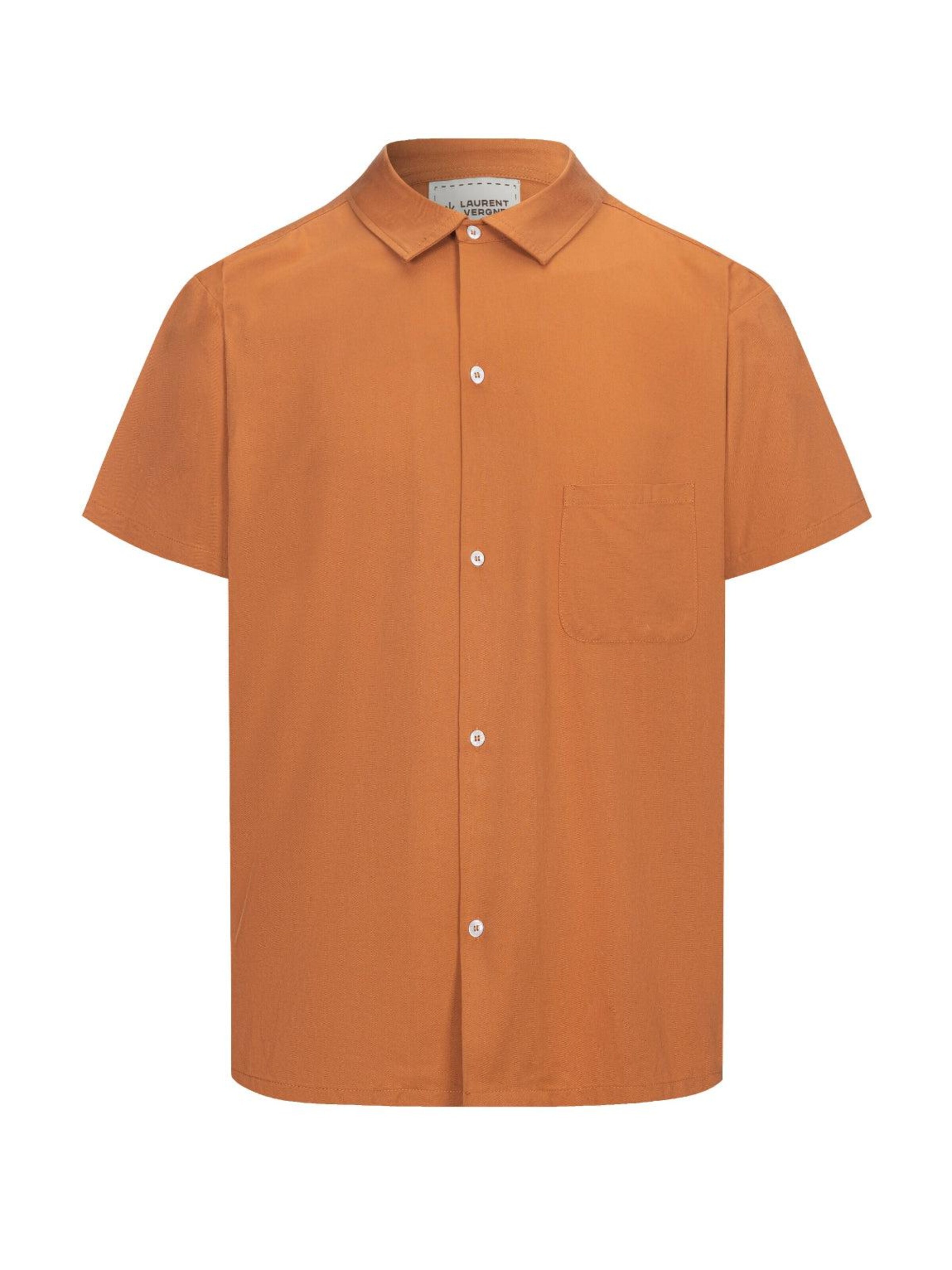 Laurent Vergne Slim fit Button Up Shirt 'Menton - Bowling Shirt Brique' in Orange: front