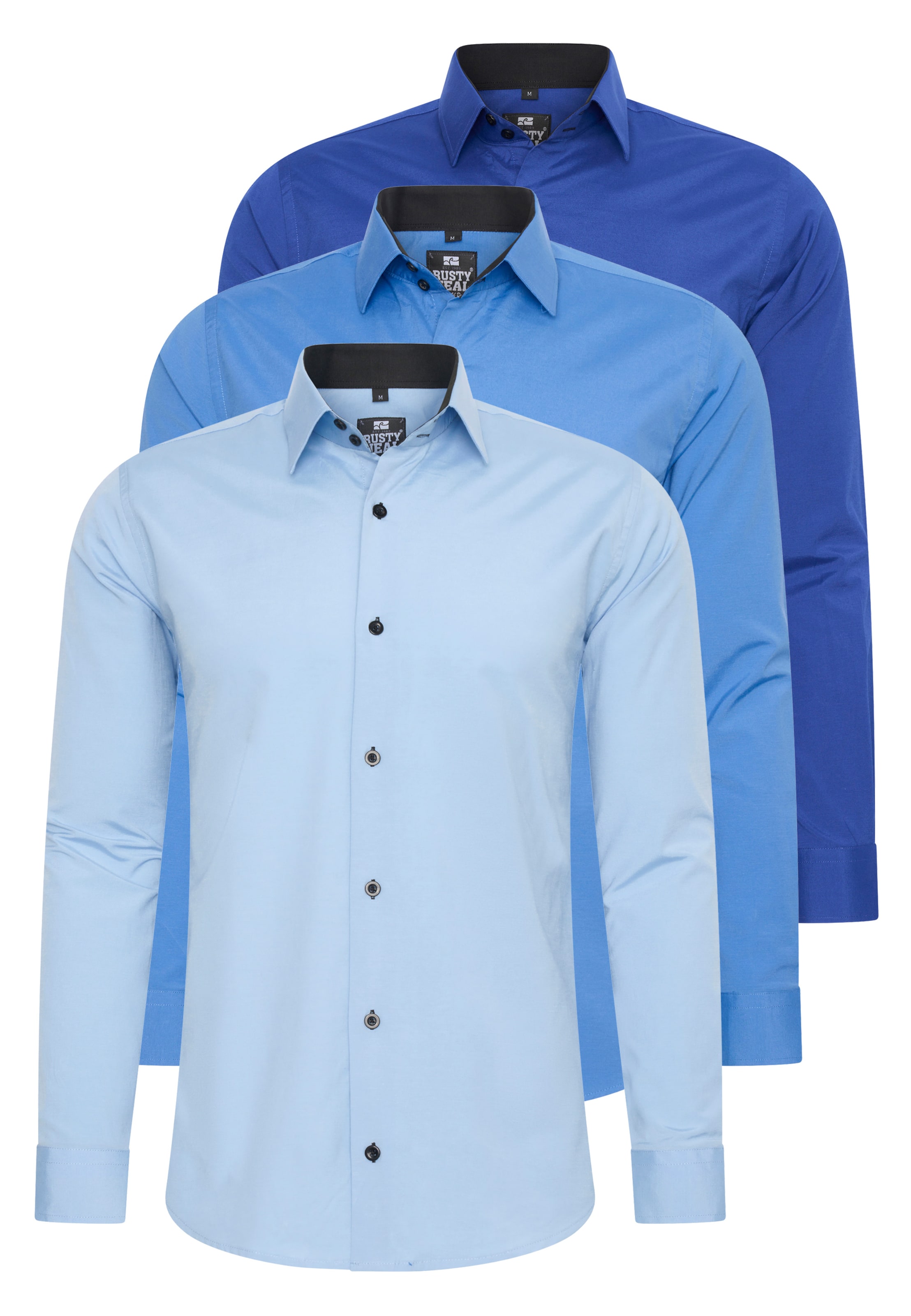 Rusty Neal Slim Fit Hemd in Blau: Vorderseite