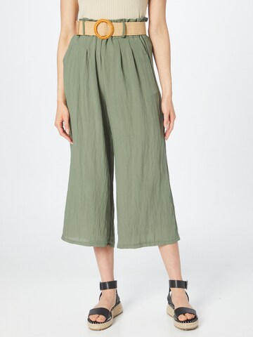 ZABAIONE Wide leg Pleat-front trousers 'Mia' in Green: front