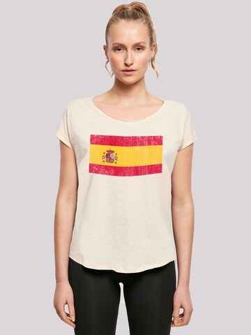 F4NT4STIC Shirt 'Spain Spanien Flagge distressed' in Beige: voorkant