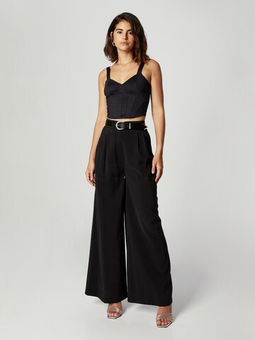 Guido Maria Kretschmer Women - Pierna ancha Pantalón plisado 'Cami' en negro
