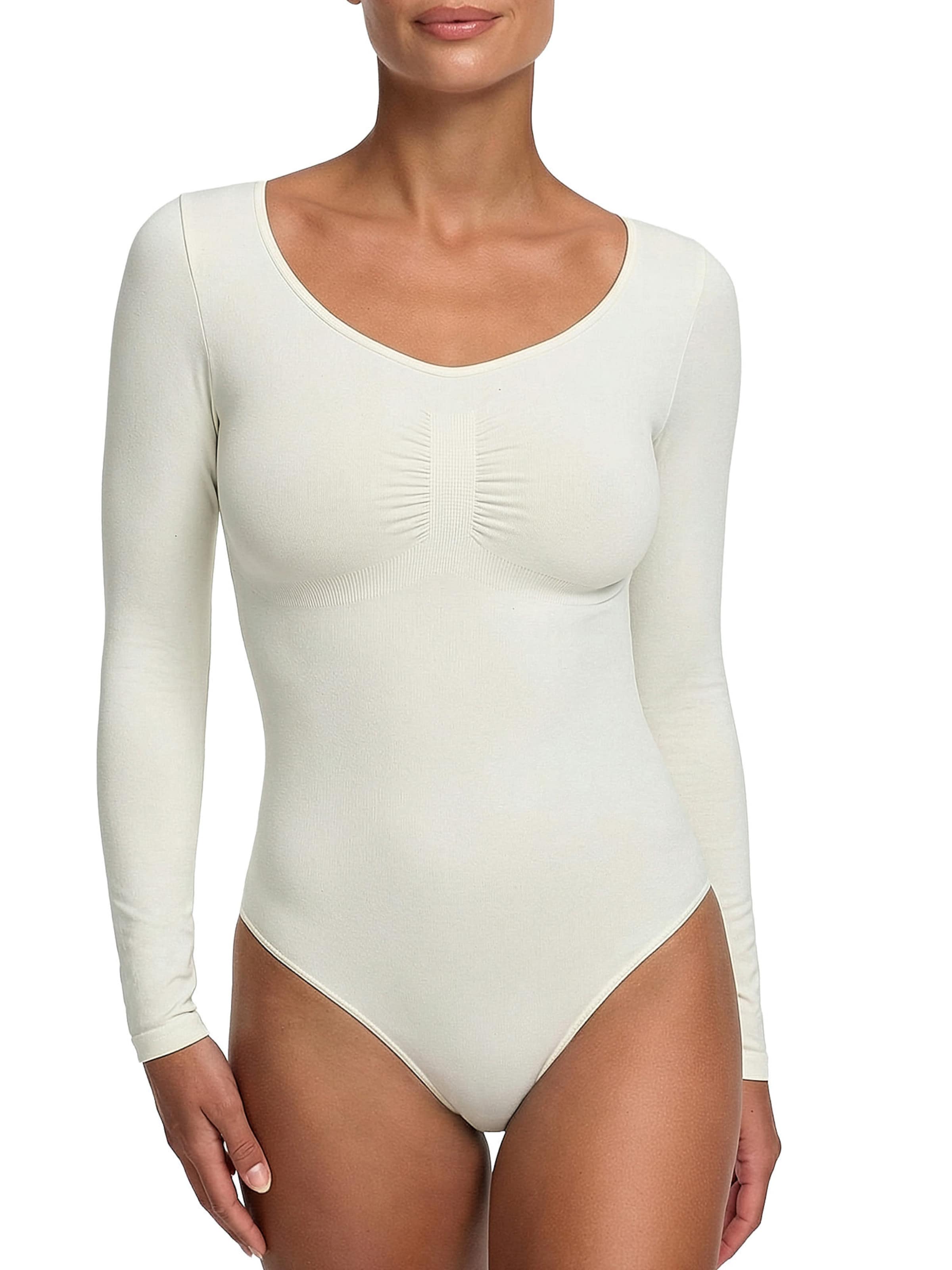 Body modelant 'Bodysuit Sculpting Shapewear Longsleeve mit String' cfab by creamy fabrics en gris : devant