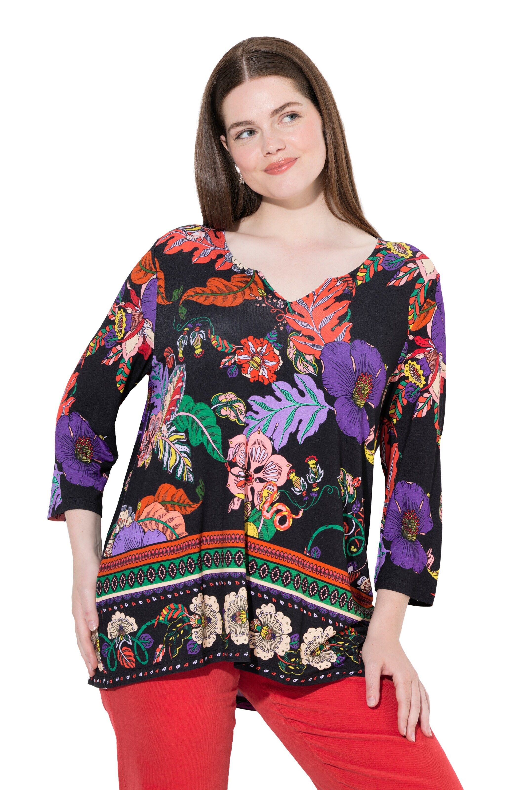 Ulla Popken Shirt in Zwart: voorkant