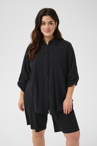 KAFFE CURVE Blouse 'Nana' in Zwart: voorkant