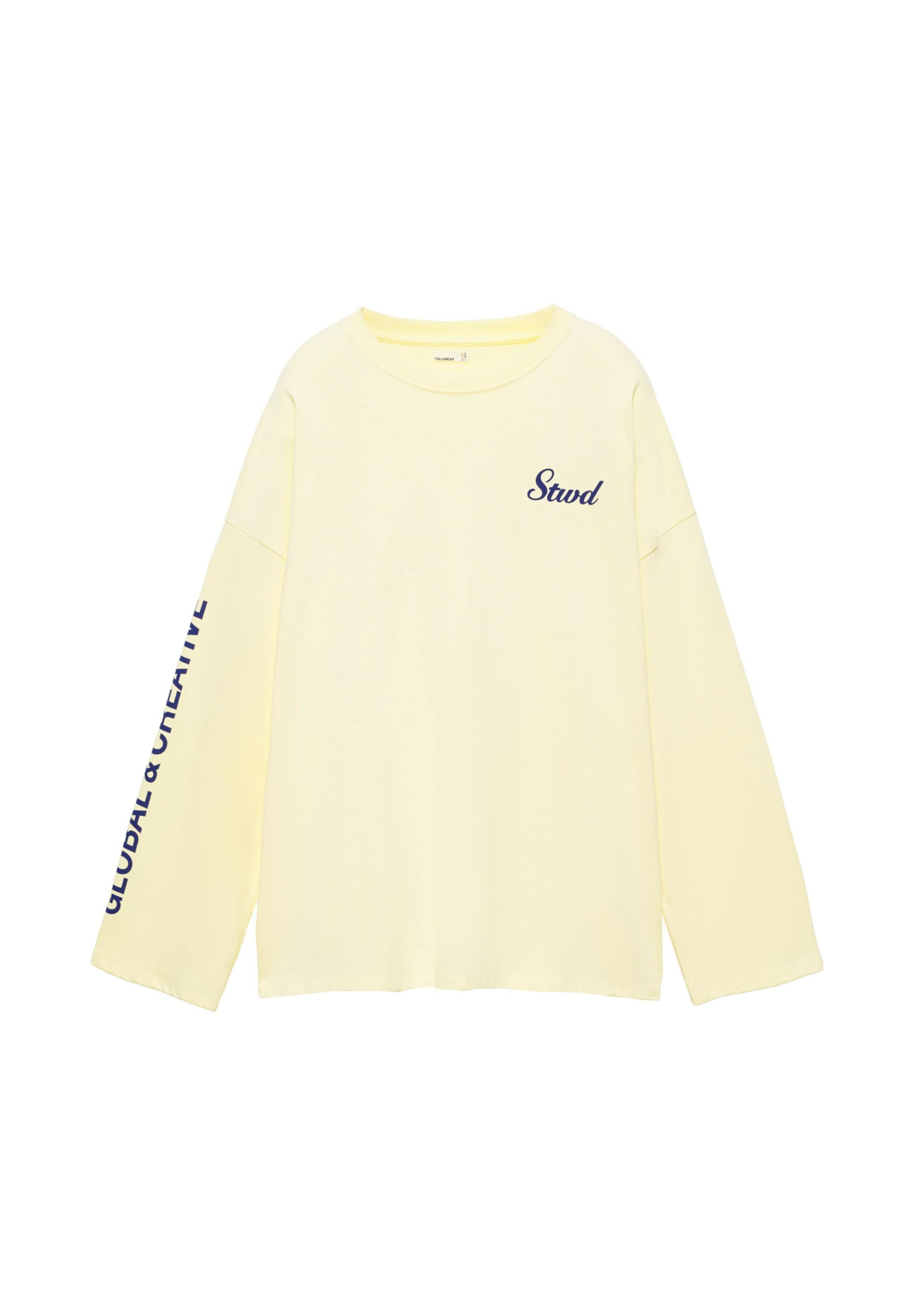 sötétkék / pasztellsárga Pull&Bear Póló 'STWD' - XS, Termék nézet