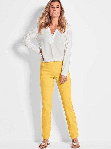 Coupe slim Pantalon 'Carla' Goldner en jaune