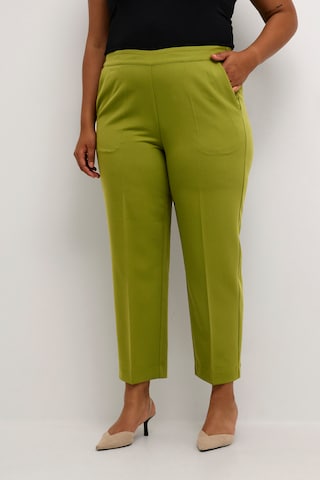 KAFFE CURVE Regular Pleated Pants 'Sakira' in Green: front