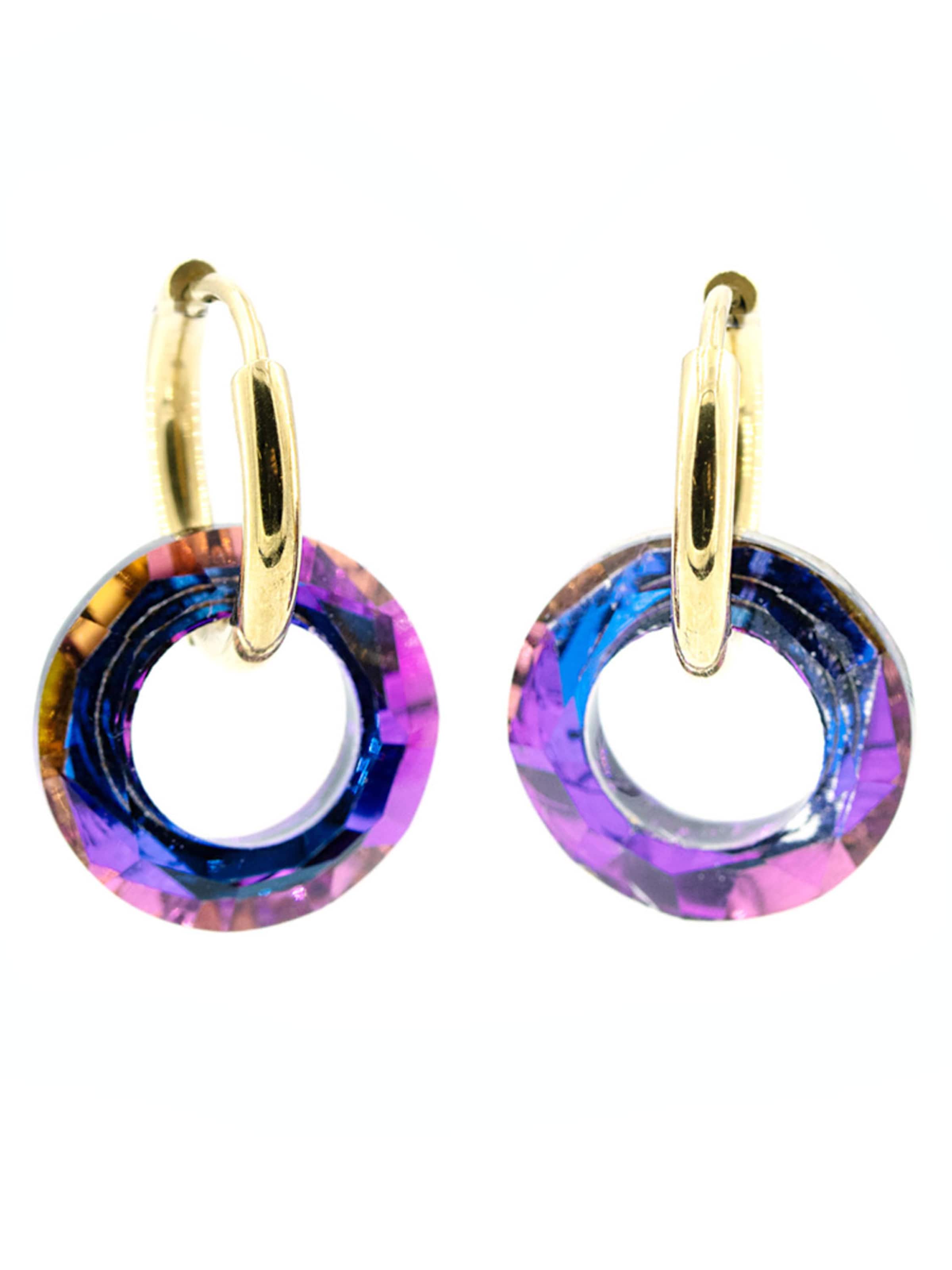 Sergio Engel Earrings 'Cosmic Ohrring 05 Vergoldete Hoops mit Kristallcharms' in Pink: front