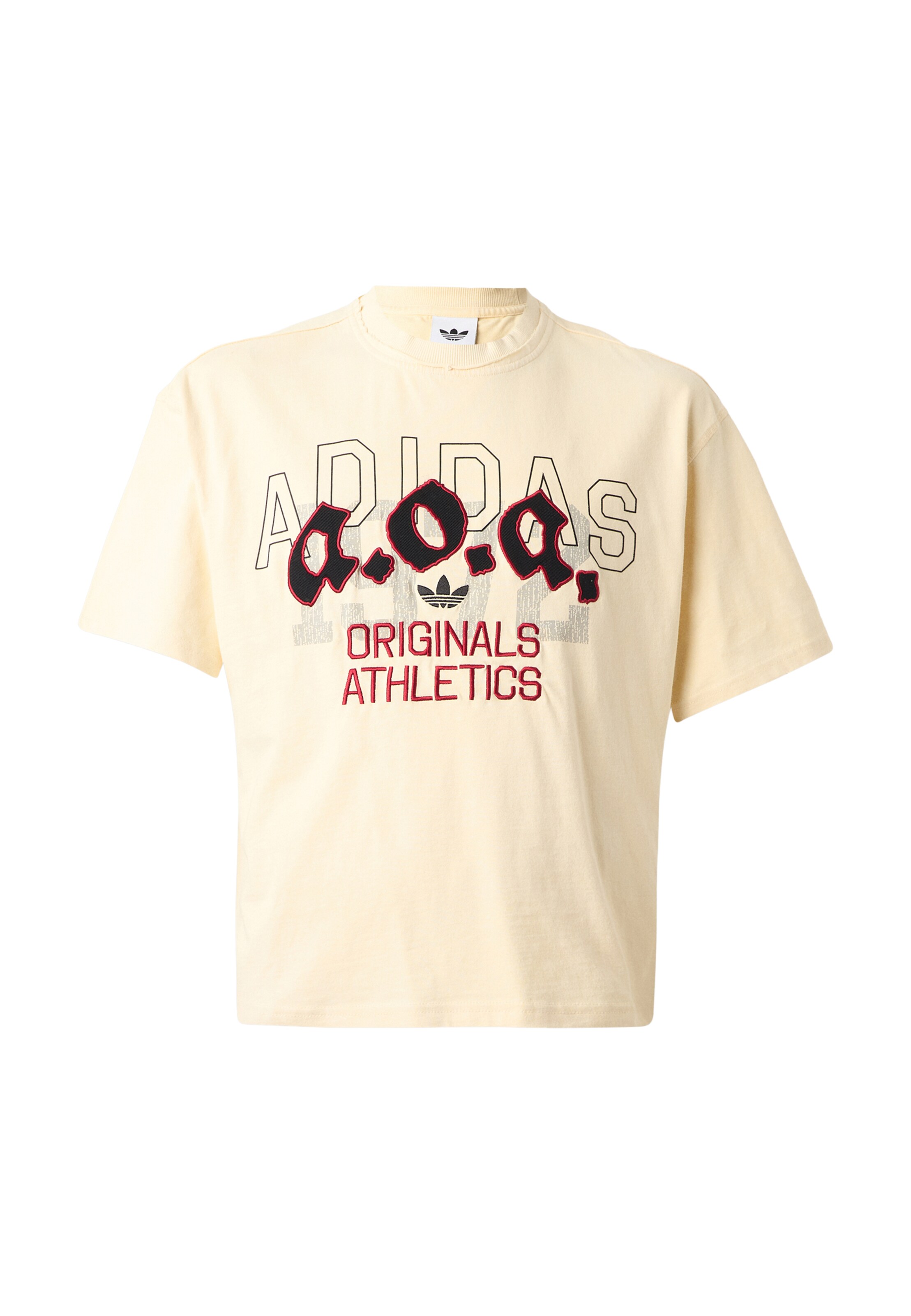 ADIDAS ORIGINALS Bluser & t-shirts 'AOA' i XS i lysebeige / rød / sort, Produktvisning