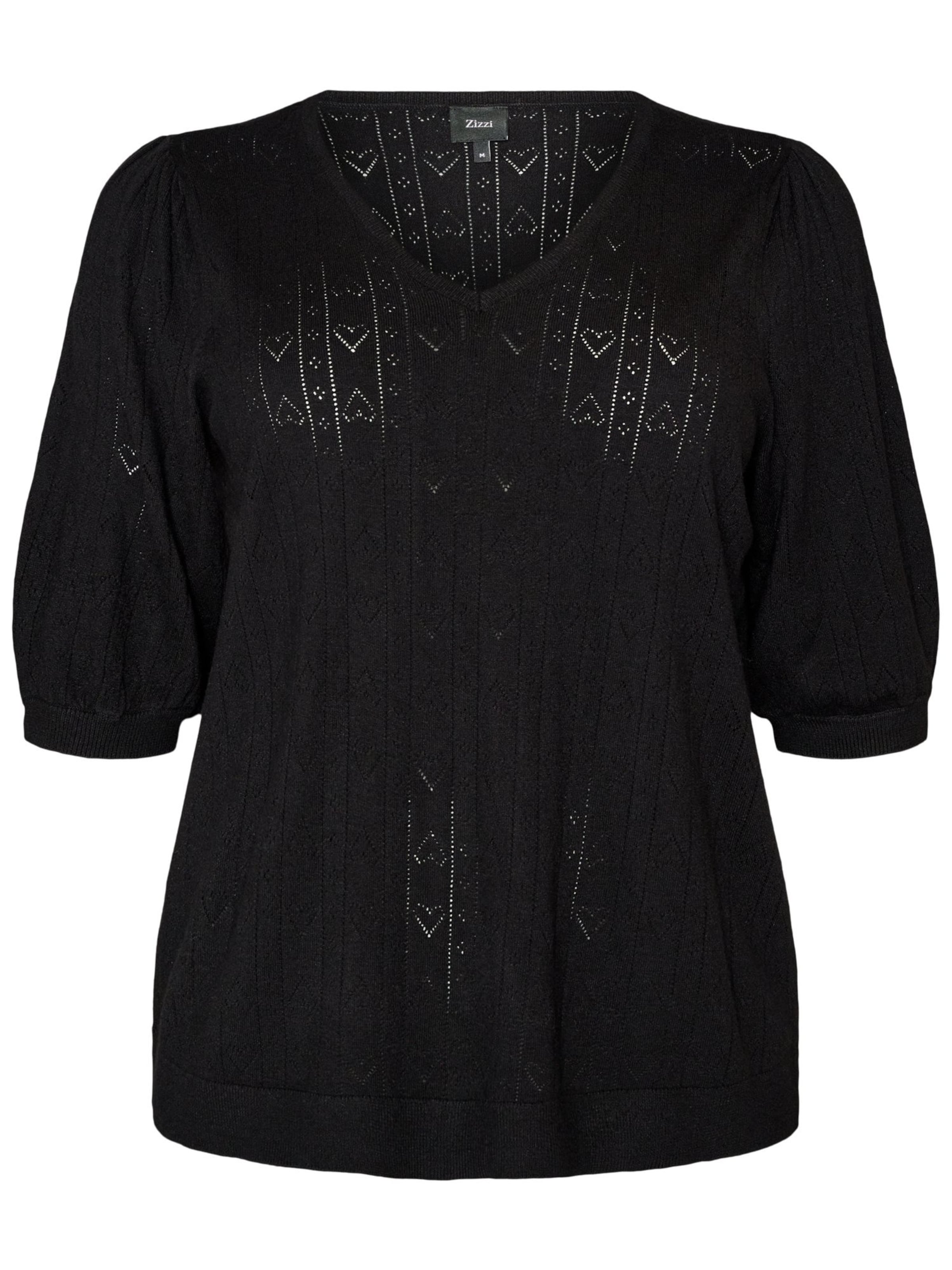 Zizzi Bluse 'MELLA' in Schwarz: Vorderseite