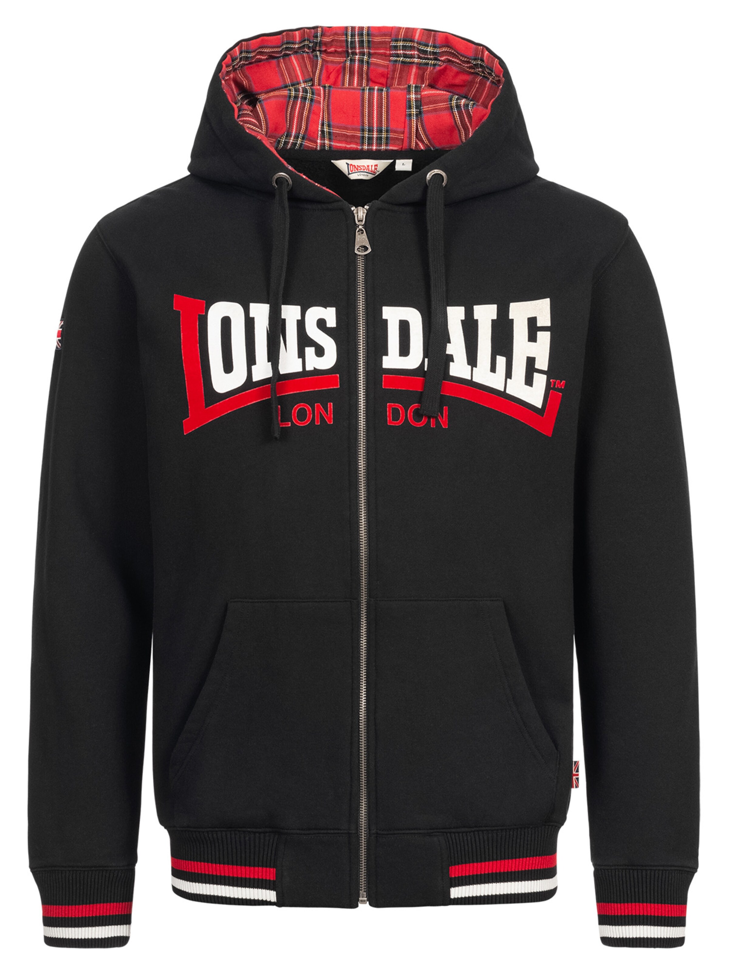 LONSDALE Sweatvest 'Nateby' in Zwart: voorkant