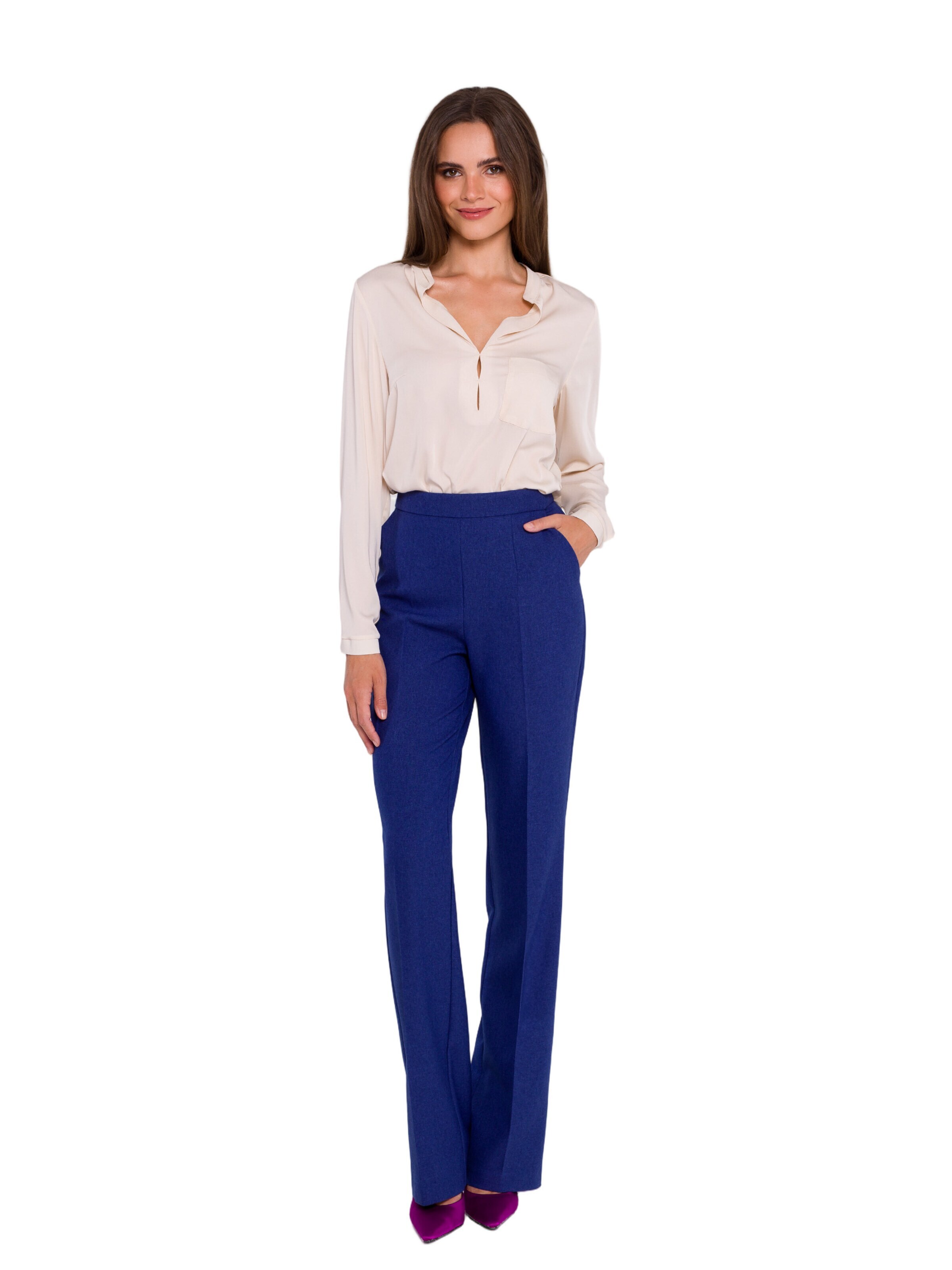 Bootcut Pantaloni cu dungă de la Stylove pe albastru