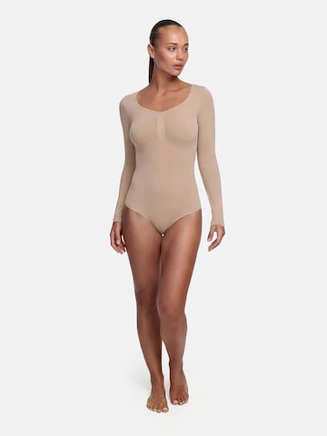 cfab (formerly creamy fabrics) - Body moldeador 'Bodysuit Sculpting Shapewear Longsleeve mit String' en beige