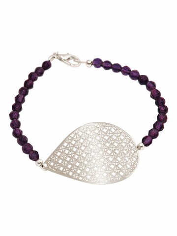 Gemshine Armband 'Yoga Mandala und Amethysten' in Zilver: voorkant