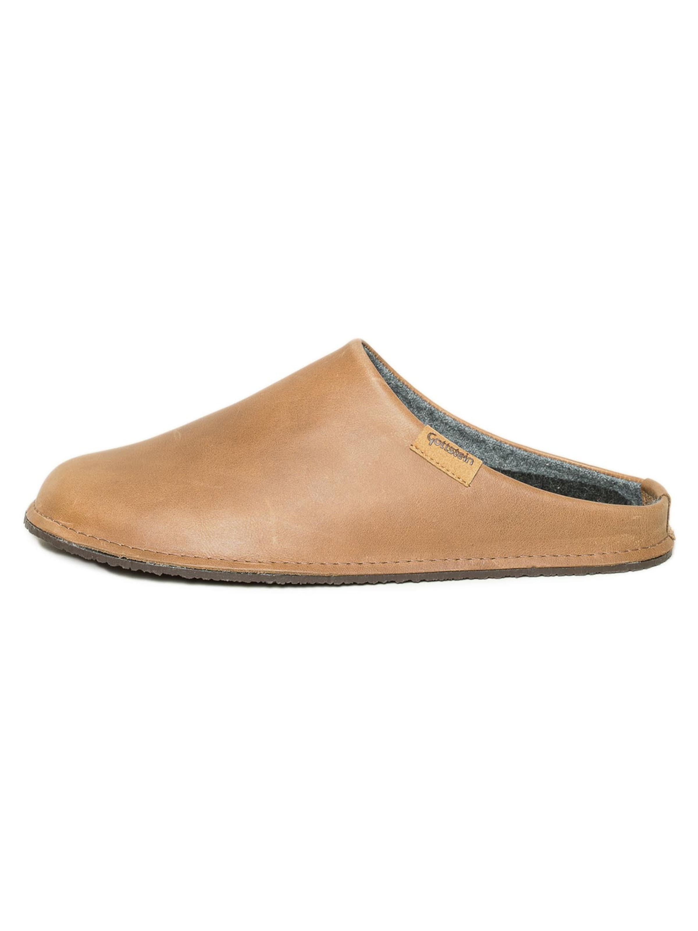 Gottstein Slippers 'Leather Loafer' in Beige: front