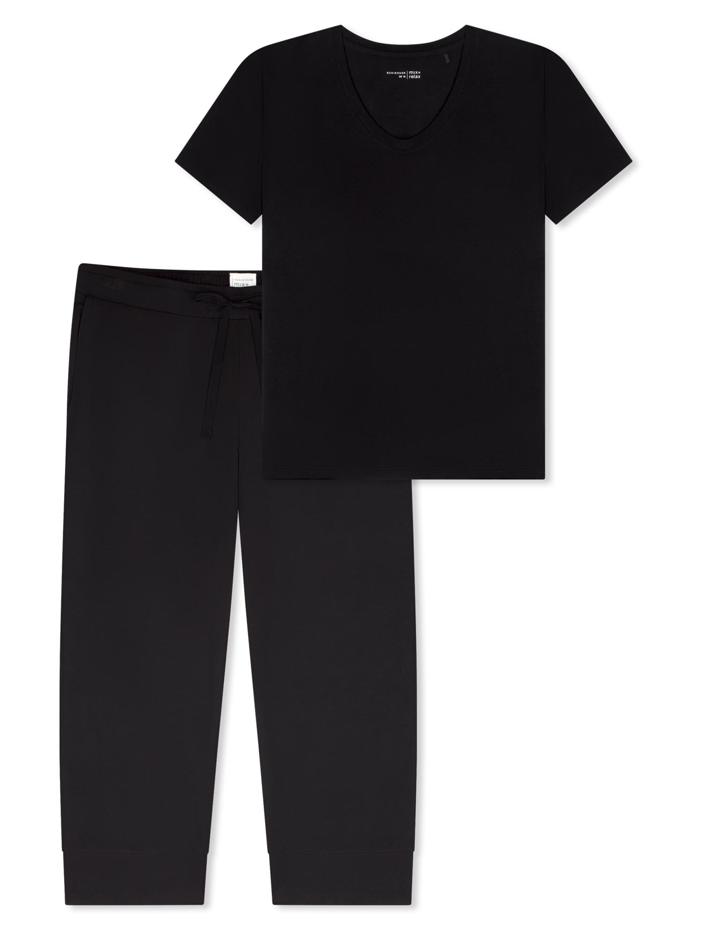 SCHIESSER Pyjama 'Mix & Relax' in Zwart: voorkant