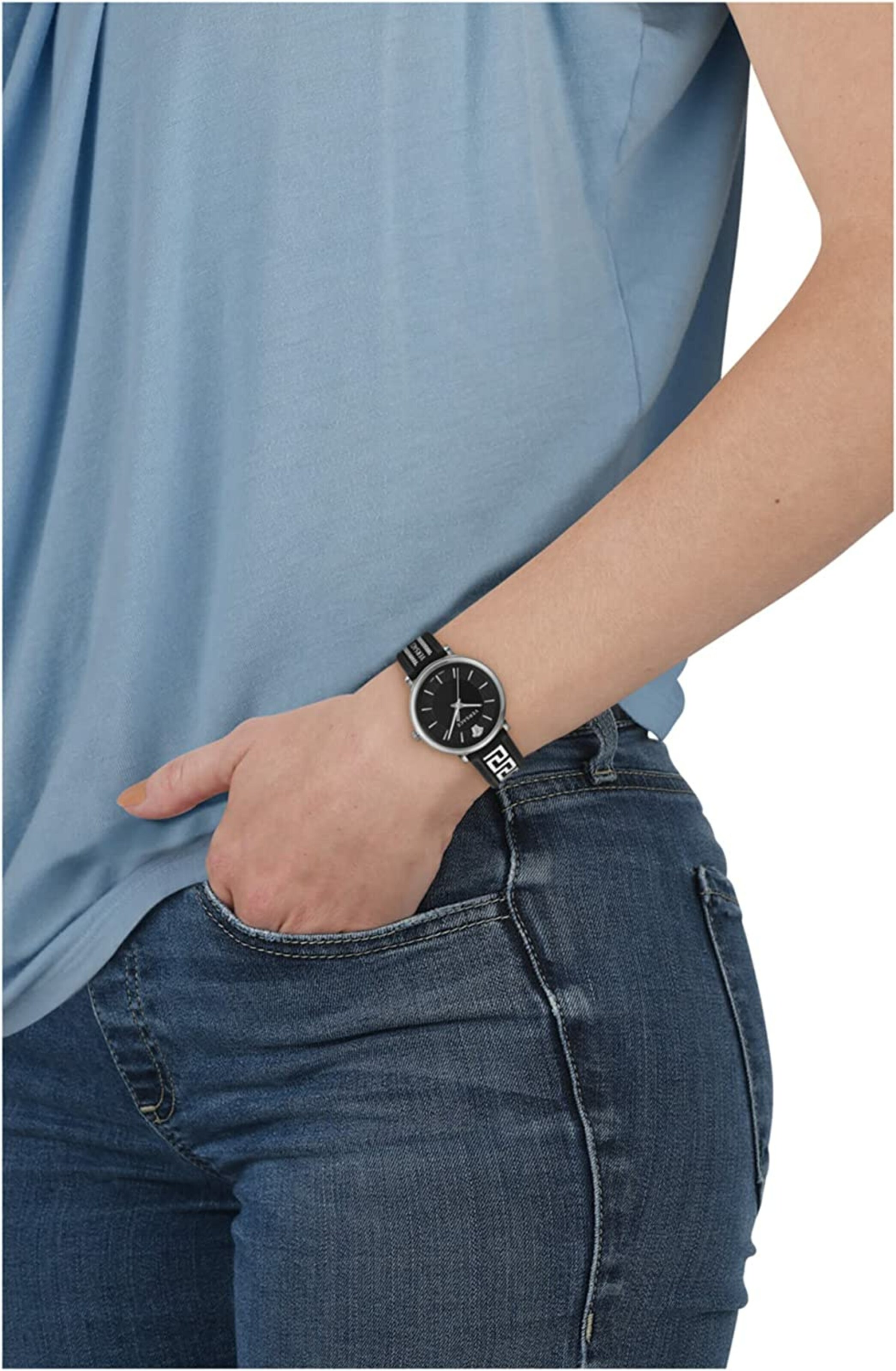 VERSACE Analoguhr 'V-Circle' in Schwarz