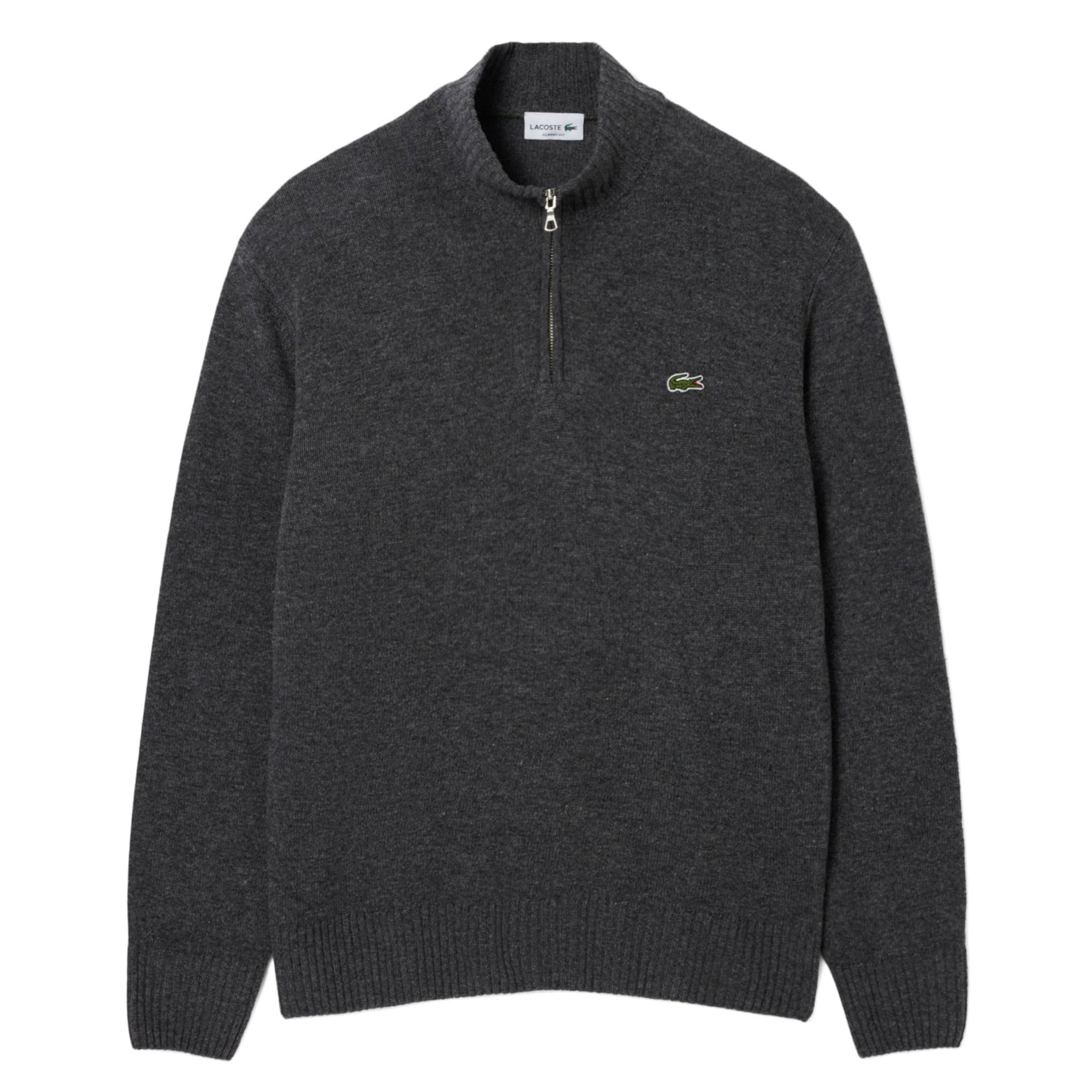 LACOSTE Gebreid vest in Grijs: voorkant