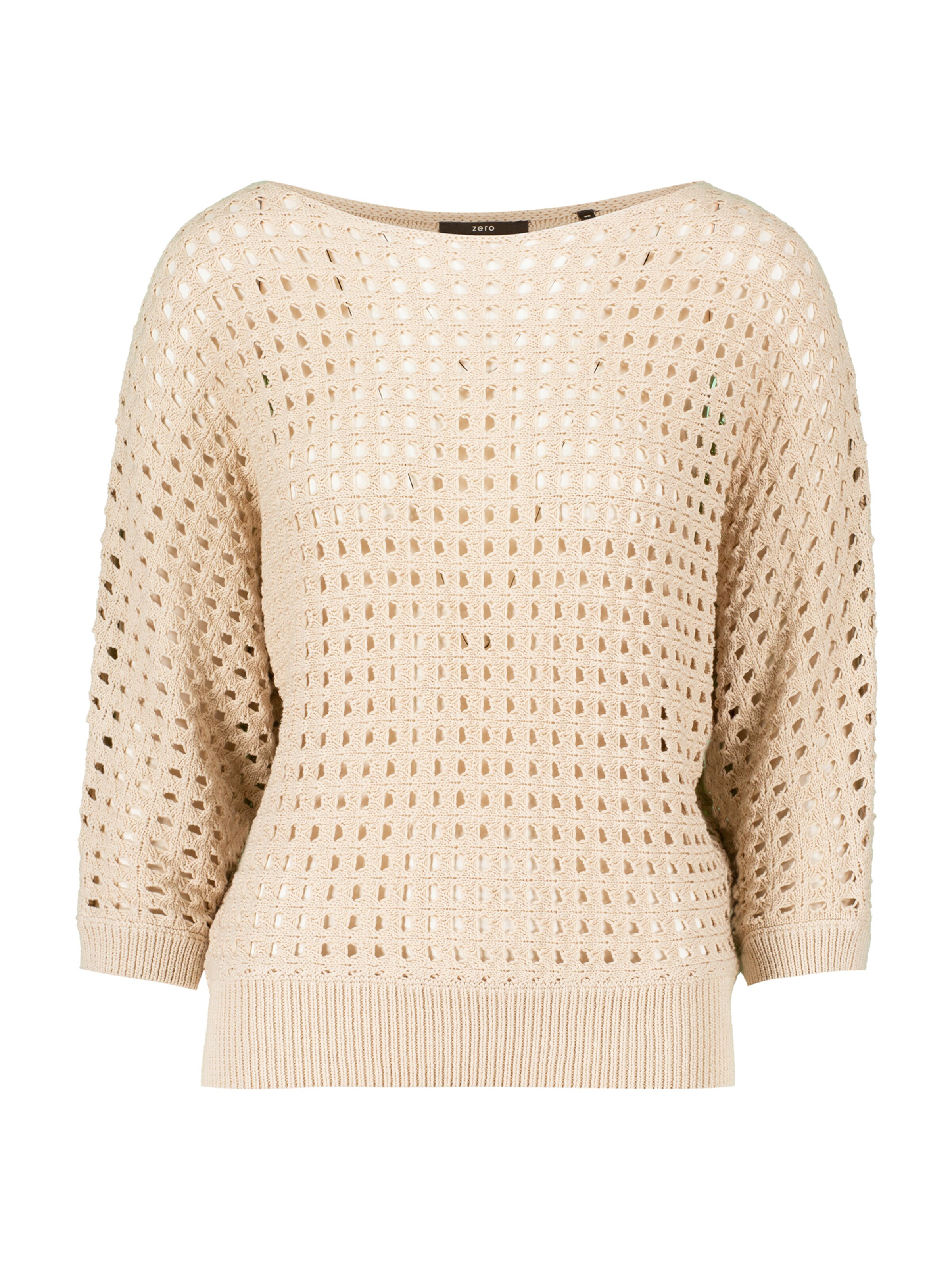 zero Pullover mit Lochmuster in Beige: Vorderseite