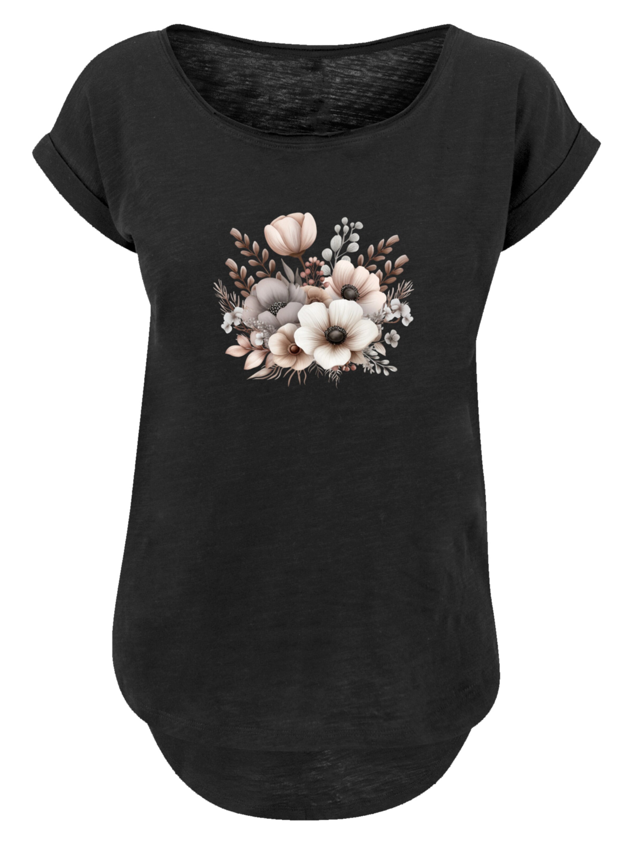 F4NT4STIC Shirt 'Blumenstrauß Boho' in Black: front