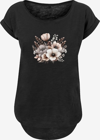 T-shirt 'Blumenstrauß Boho' F4NT4STIC en noir : devant
