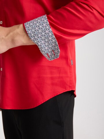 Slim fit Camicia 'Marco Polo Iconic Satin Man Shirt White' di 7Camicie in rosso
