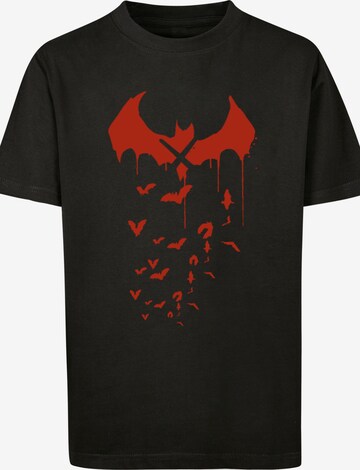 F4NT4STIC Shirt 'DC Comics Batman Arkham Knight Bats X Drip' in Zwart: voorkant