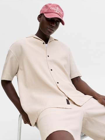 JACK & JONES Классический крой Рубашка 'JJGLOBAL' в Бежевый