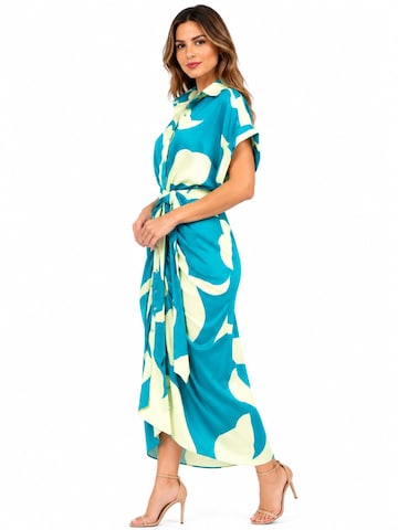 SPORTS36.NL Dress 'Women's Short-Sleeve Shirt Dress with Waist Tie' in Blue