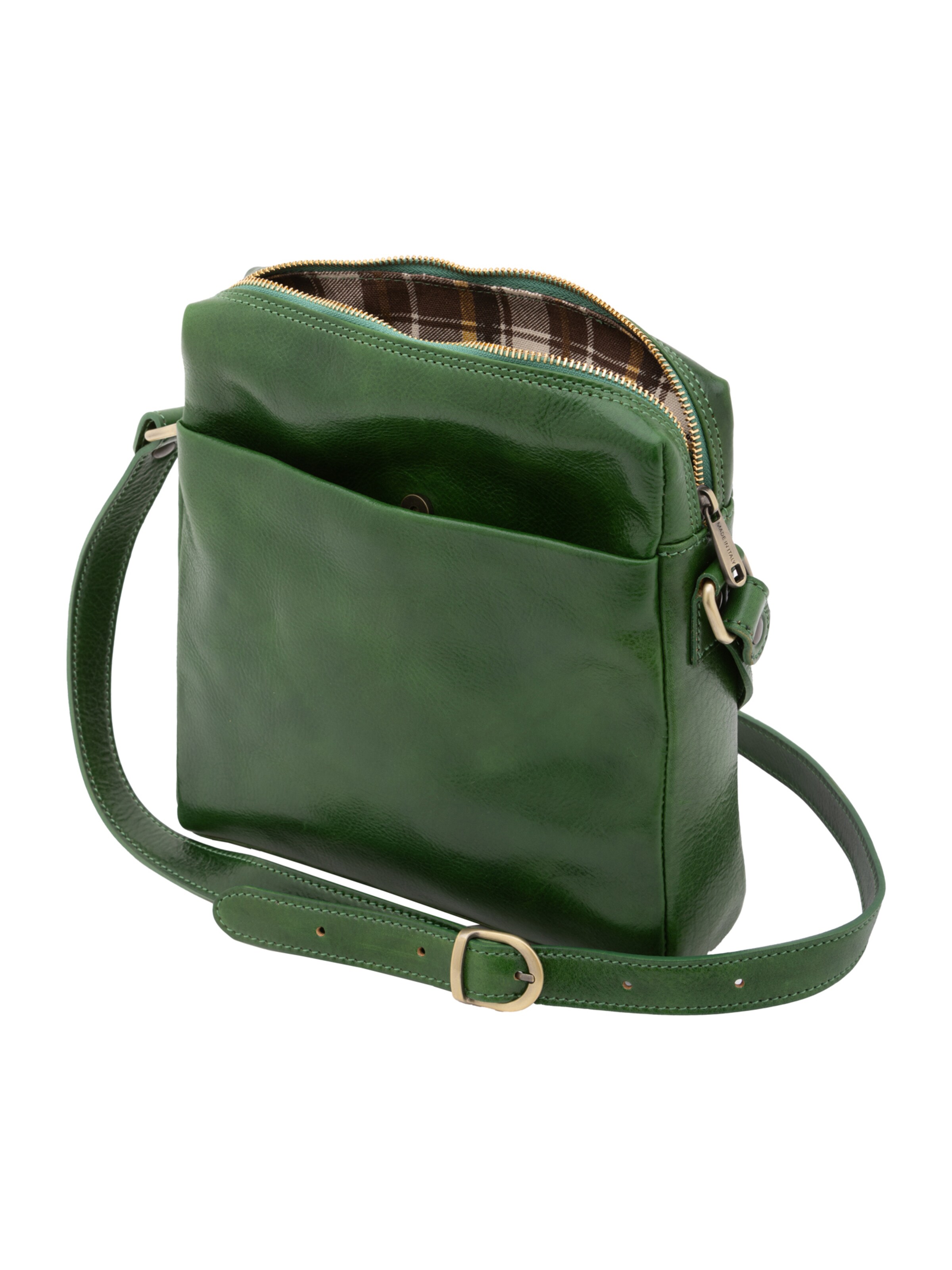 Borsa a tracolla 'Borsa a tracolla uomo vera pelle vacchetta con zip - Made in Italy' di I Fratelli in verde