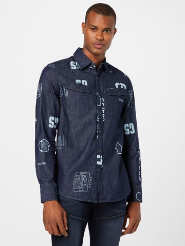 G-Star RAW Slim fit Button Up Shirt in Blue: front