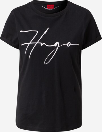 HUGO Shirt 'The Slim Tee 17' in Black: front