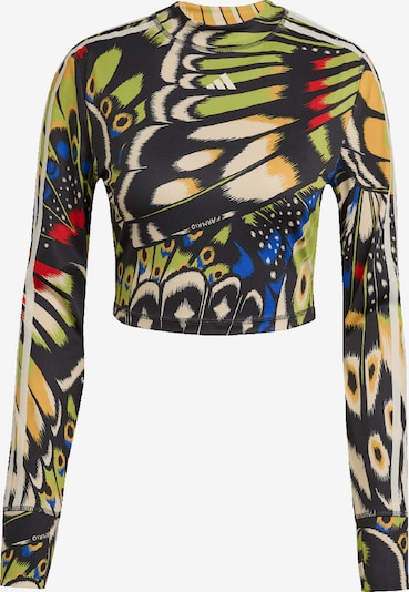 Sportiniai marškinėliai 'FARM' iš ADIDAS SPORTSWEAR, spalva – smėlio spalva / mėlyna / šviesiai žalia / juoda, Prekių apžvalga