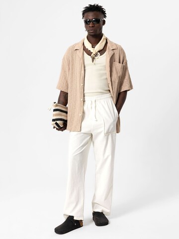 VAMOS CLO Comfort fit Button Up Shirt 'Marshall' in Beige