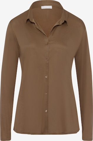 Hanro Pajama Shirt 'Grand Central' in Brown: front
