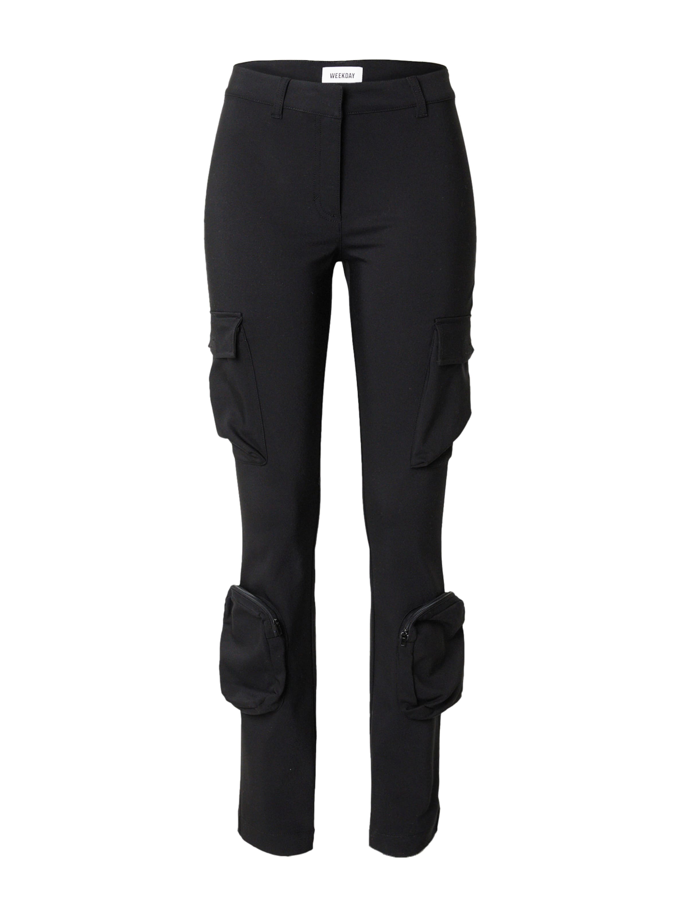 WEEKDAY Slim fit Cargo Pants 'Ila' in Black: front