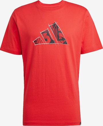 sarkans ADIDAS SPORTSWEAR Sporta krekls 'Logo Graphic': no priekšpuses