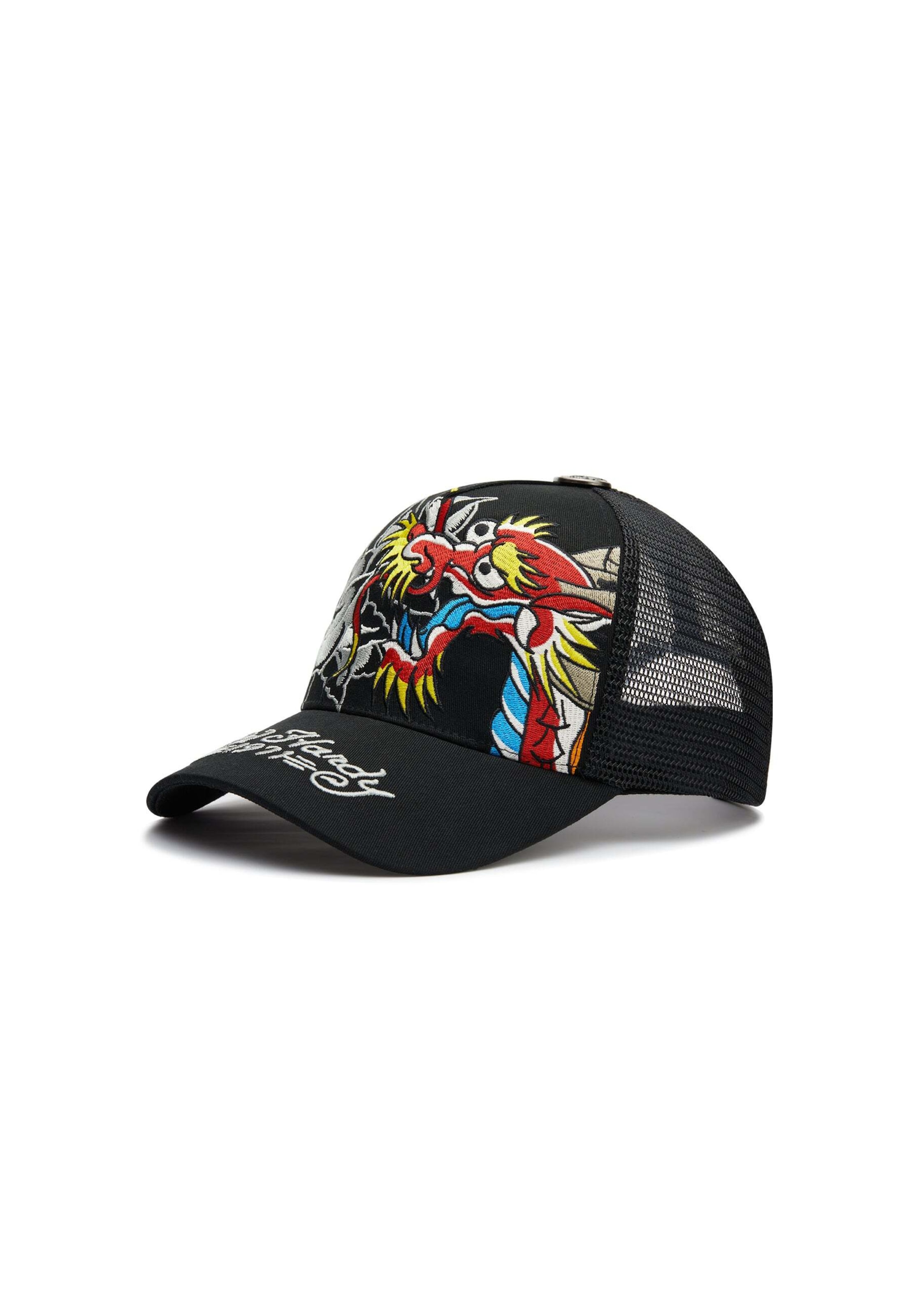 Casquette '1971 Dragon And Roses' Ed Hardy en noir : devant