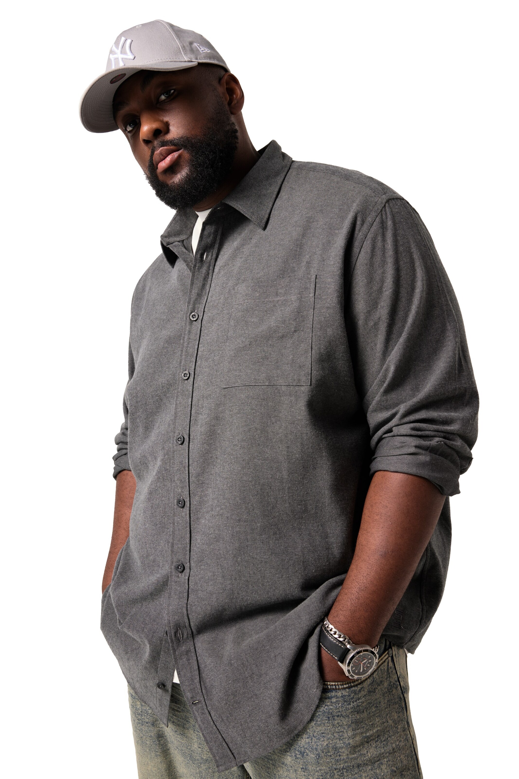 STHUGE Regular Fit Hemd in Grau: Vorderseite