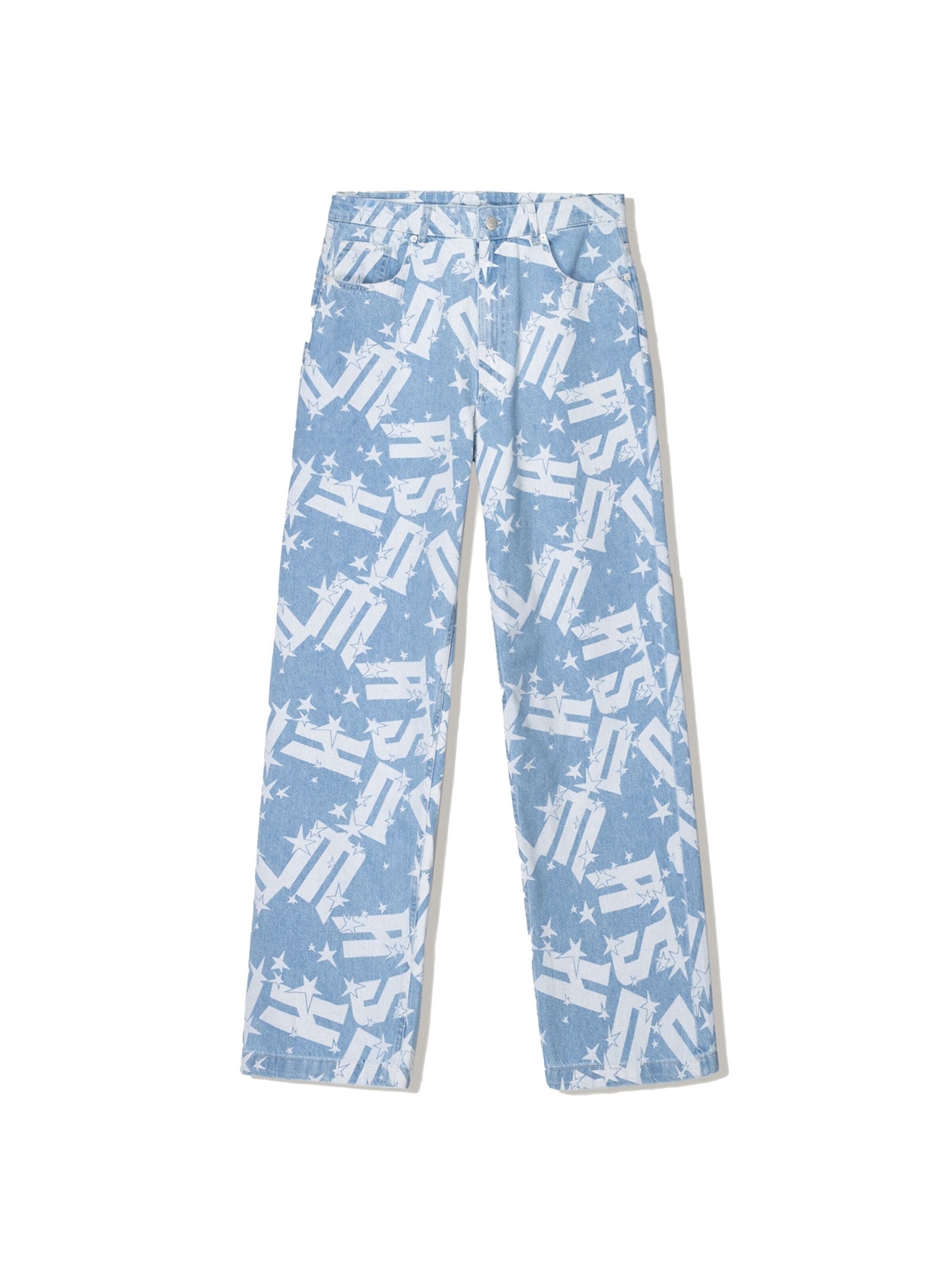 Largi Jeans de la Bershka pe albastru: față