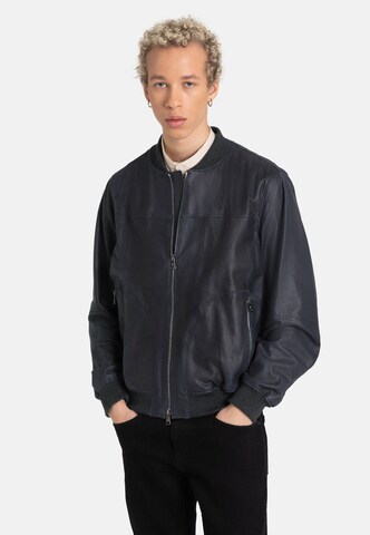 Werner Christ Lederblouson 'Bono' in Blau: Vorderseite