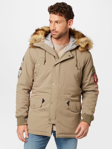 ALPHA INDUSTRIES Zimní bunda 'Arctic Discoverer' – zelená: přední strana