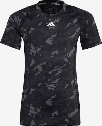 ADIDAS SPORTSWEAR Performance Shirt 'Aeroready Techfit Camo-Printed' in Grey: front