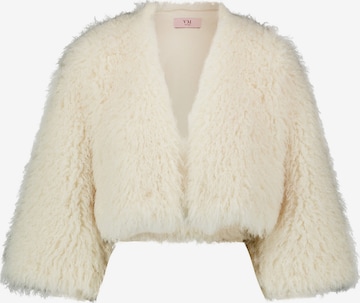 Vera Mont Kunstfell-Jacke mit Rundhalsausschnitt in Beige: Vorderseite