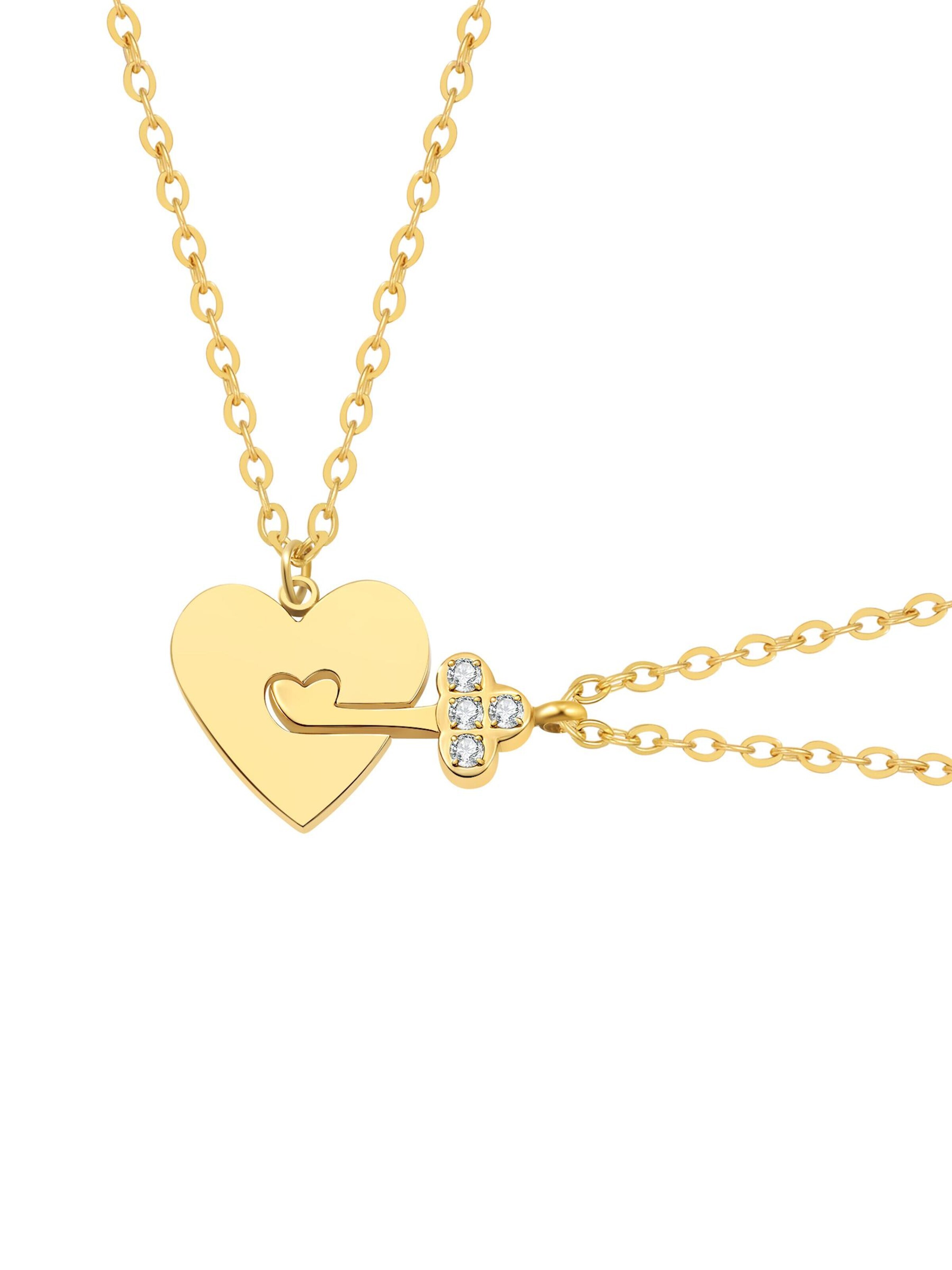 Collana 'Interlocking Heart & Key Love' di Hey Happiness in oro