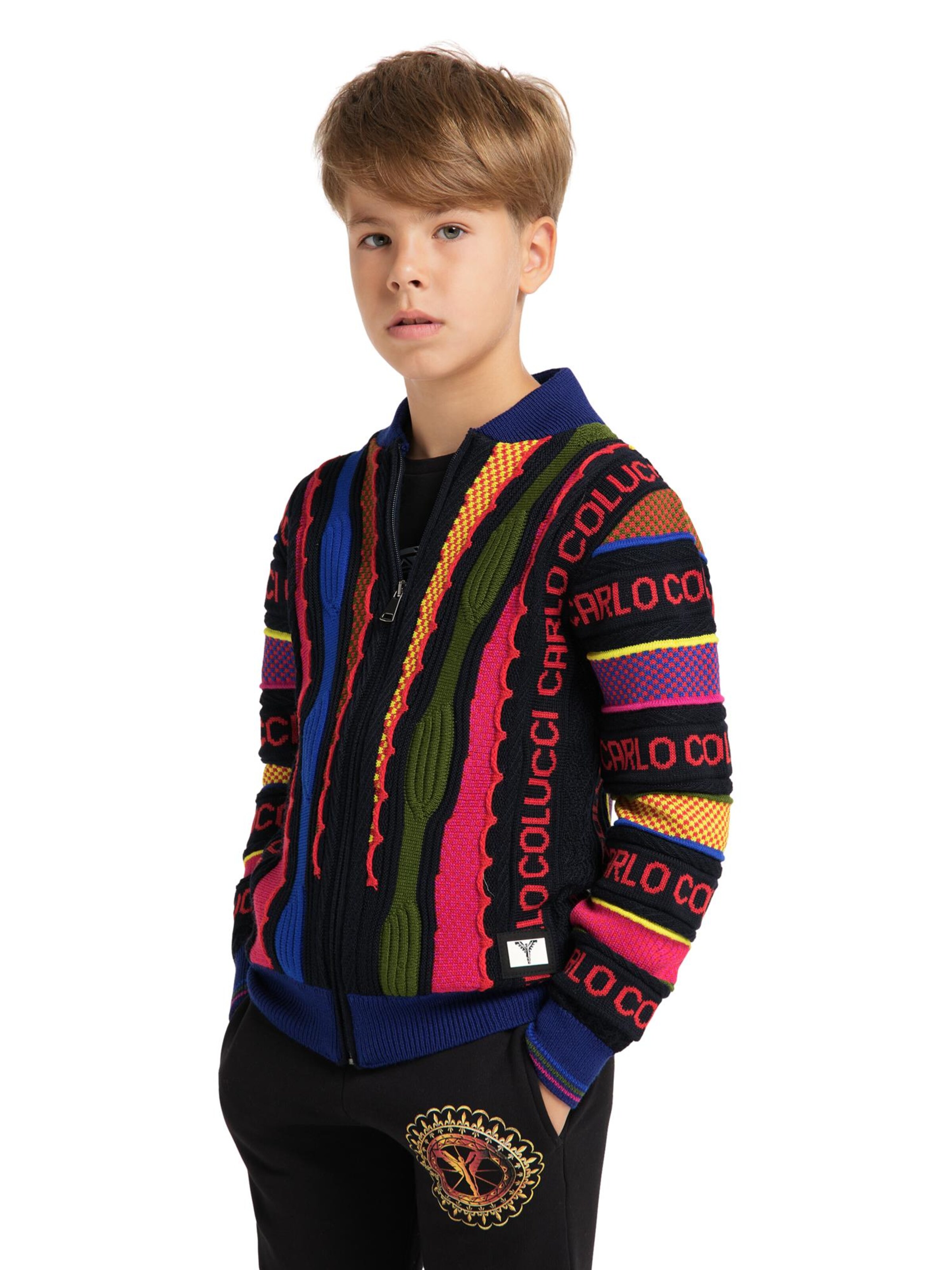 Carlo Colucci Knit cardigan 'Castelforte' in Mixed colours: front