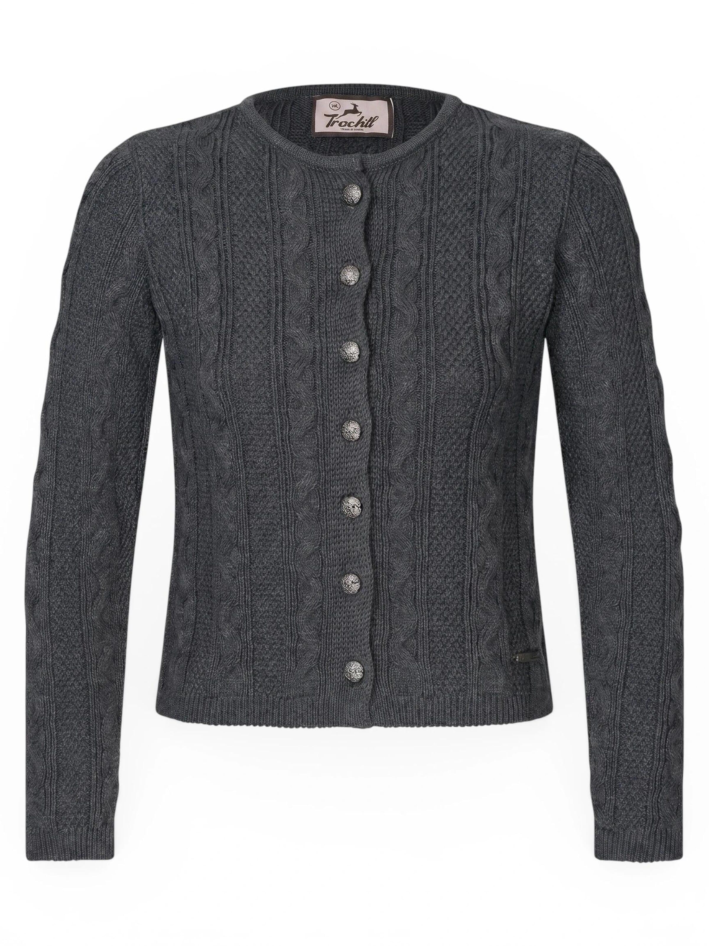 Trachtl Knit cardigan 'Marie Grau/Rosa/Anthrazit' in Grey: front