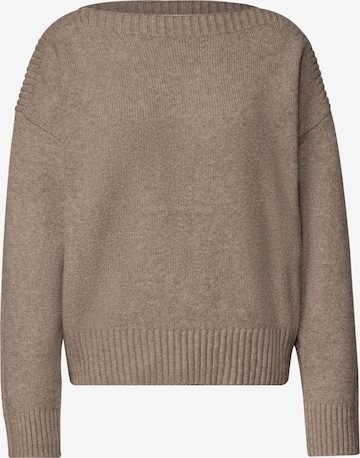 STREET ONE Langarm Pullover mit Boat Neck in Beige: Vorderseite