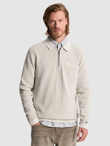 CAST IRON - Jersey 'Pullover with zip polo collar and chest pocket' en beige: frente